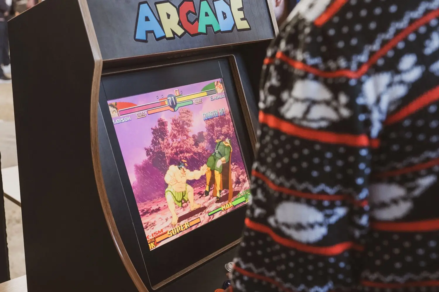Arcade cabinet prepared for interactive play
